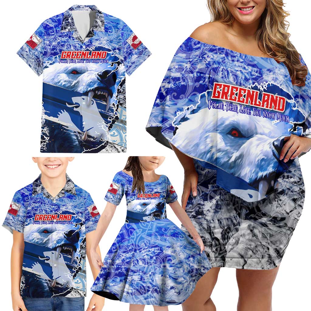 Greenland Family Matching Off Shoulder Short Dress and Hawaiian Shirt Polar Bear Power You Snow Much
