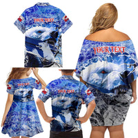 Greenland Family Matching Off Shoulder Short Dress and Hawaiian Shirt Polar Bear Power You Snow Much