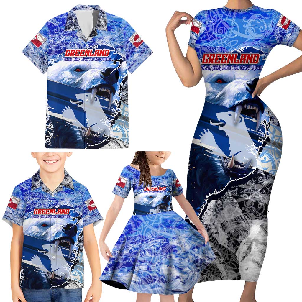 Greenland Family Matching Short Sleeve Bodycon Dress and Hawaiian Shirt Polar Bear Power You Snow Much