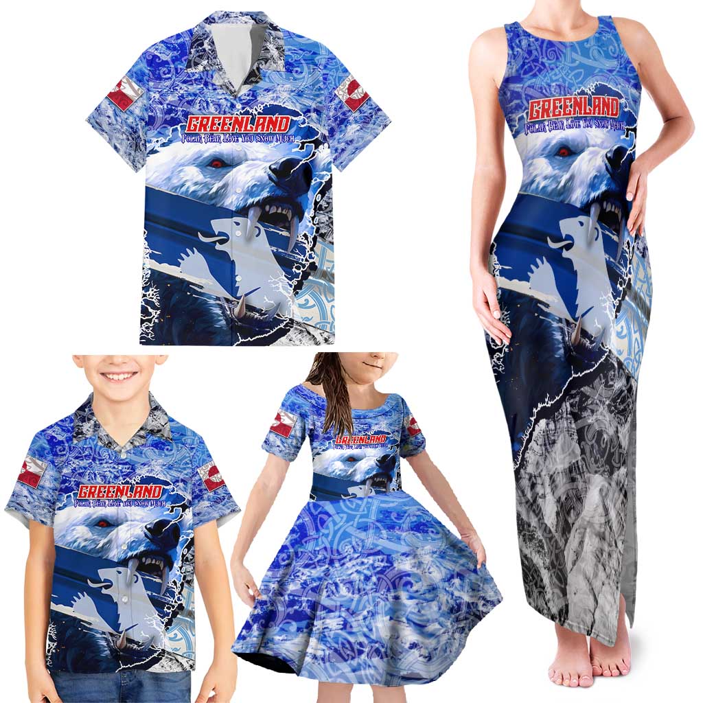 Greenland Family Matching Tank Maxi Dress and Hawaiian Shirt Polar Bear Power You Snow Much
