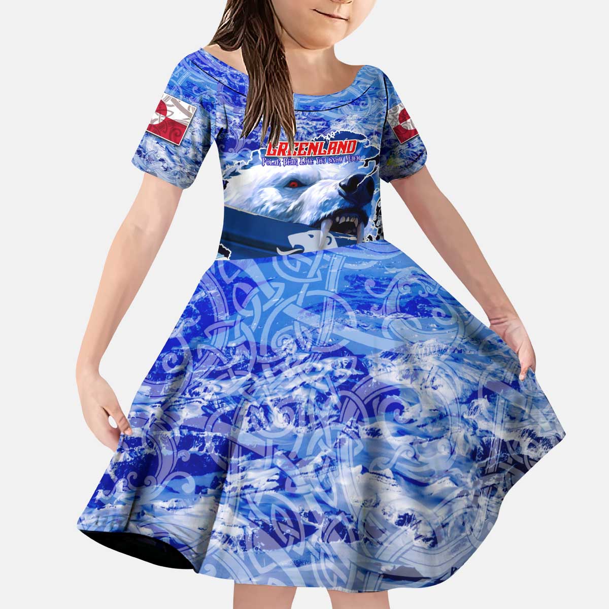 Greenland Kid Short Sleeve Dress Polar Bear Power You Snow Much