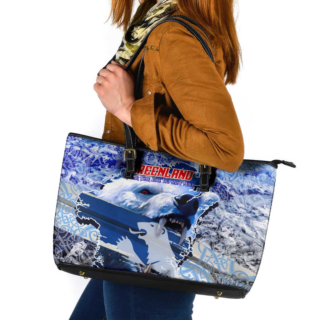 Greenland Leather Tote Bag Polar Bear Power You Snow Much