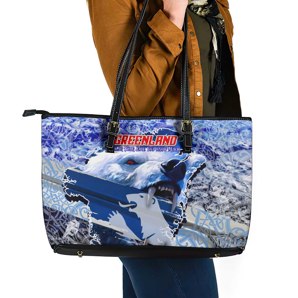 Greenland Leather Tote Bag Polar Bear Power You Snow Much