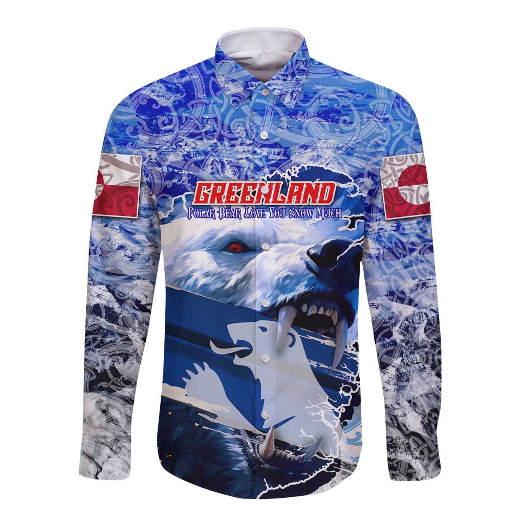 Greenland Long Sleeve Button Shirt Polar Bear Power You Snow Much