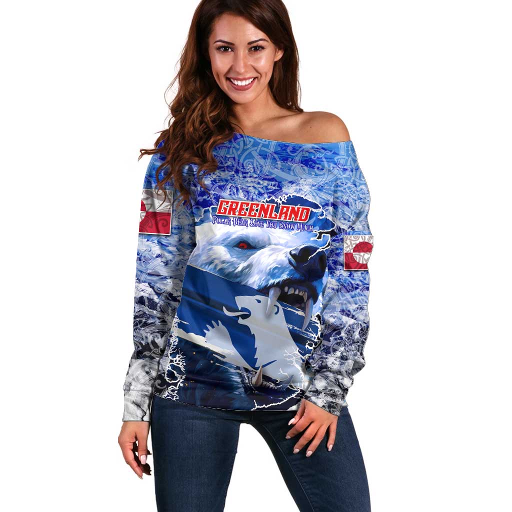 Greenland Off Shoulder Sweater Polar Bear Power You Snow Much