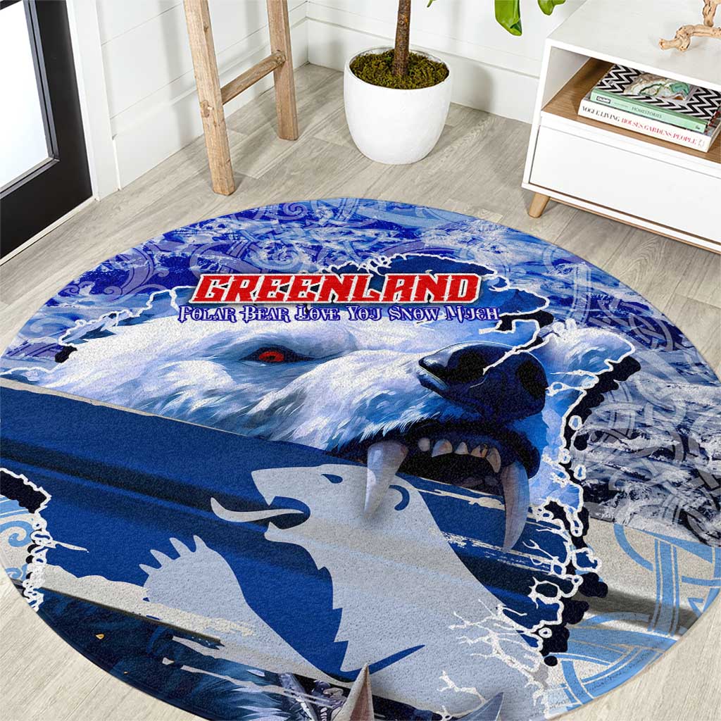 Greenland Round Carpet Polar Bear Power You Snow Much