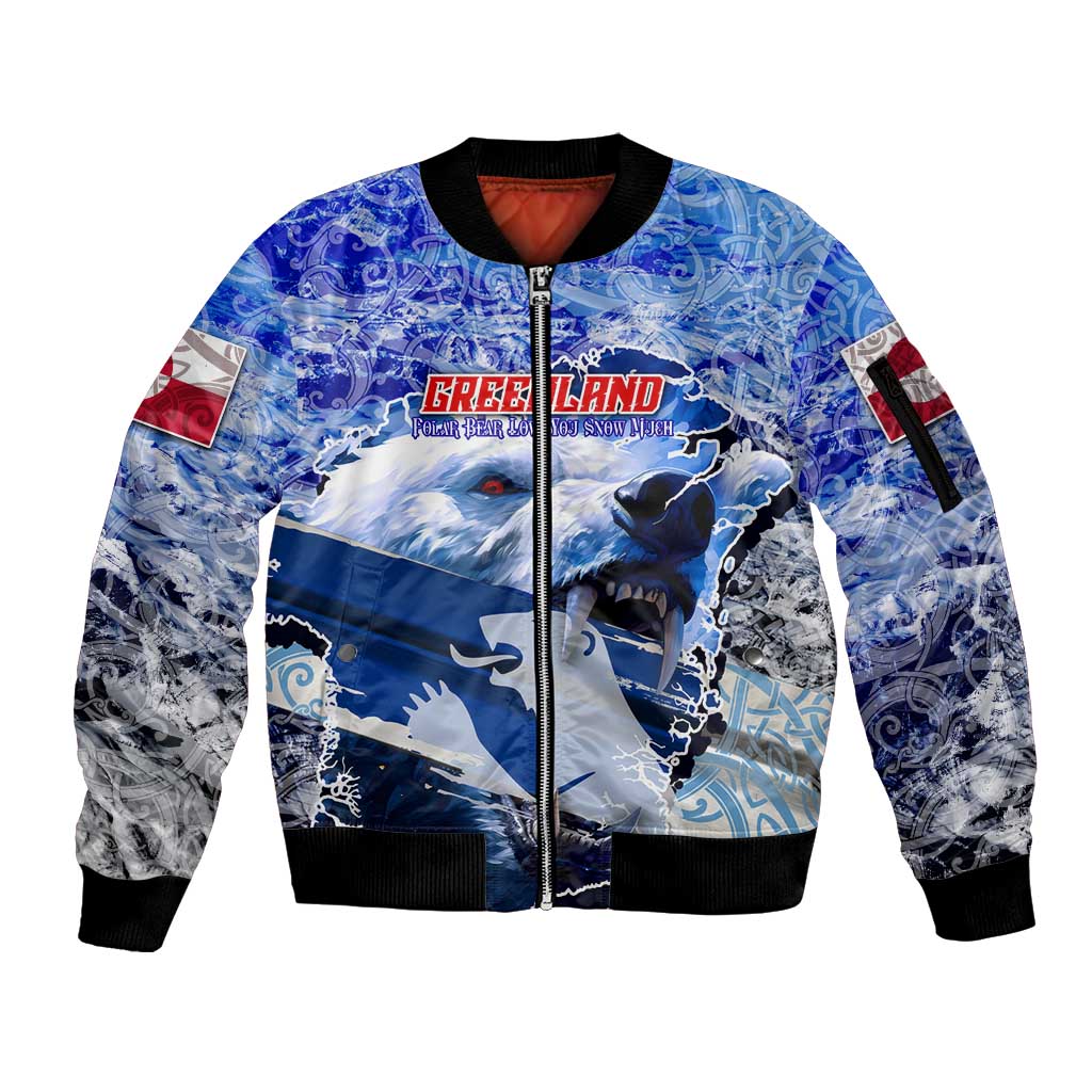 Greenland Sleeve Zip Bomber Jacket Polar Bear Power You Snow Much