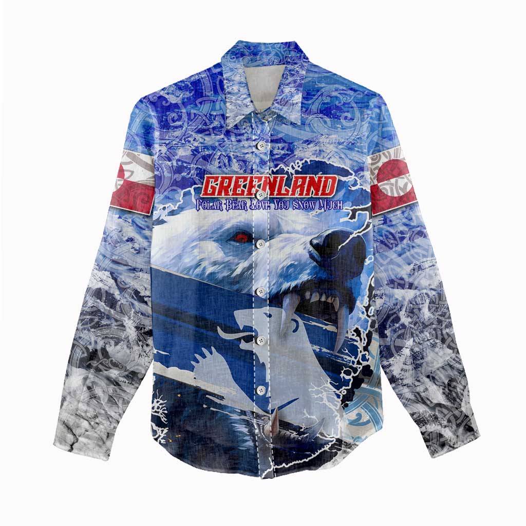 Greenland Women Casual Shirt Polar Bear Power You Snow Much