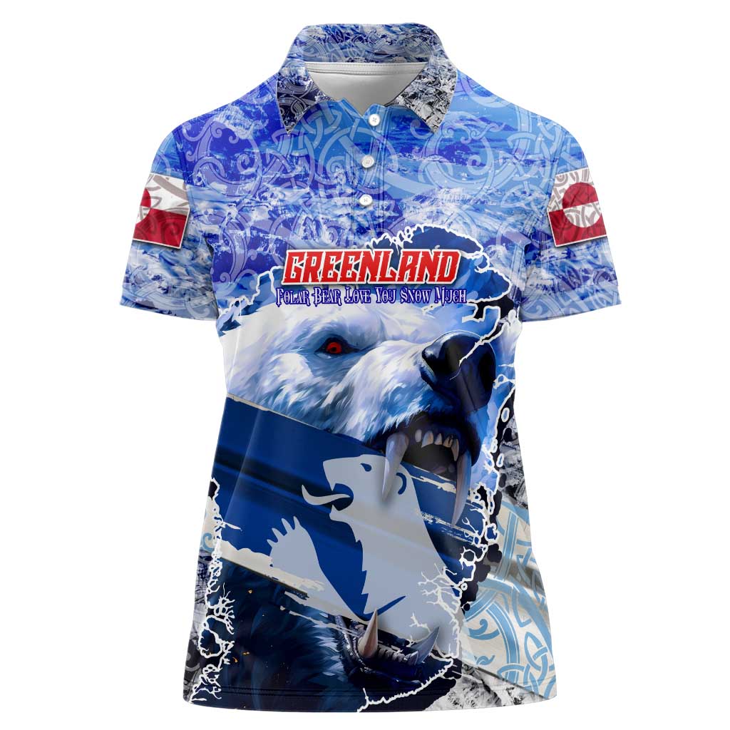 Greenland Women Polo Shirt Polar Bear Power You Snow Much
