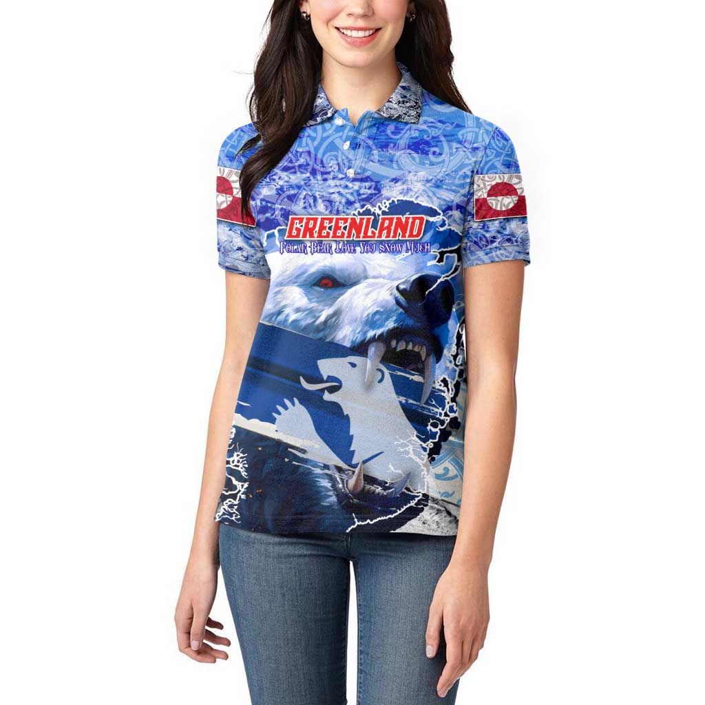 Greenland Women Polo Shirt Polar Bear Power You Snow Much