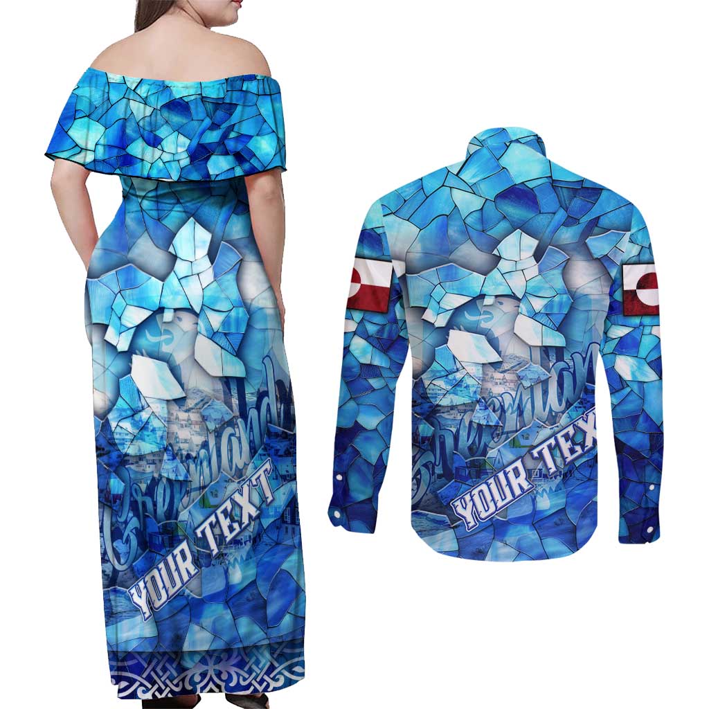 Greenland Hometown Couples Matching Off Shoulder Maxi Dress and Long Sleeve Button Shirt Land of Ice Land of Wonder Land of Heart