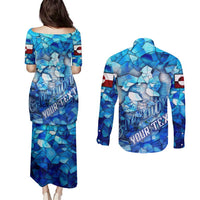 Greenland Hometown Couples Matching Puletasi and Long Sleeve Button Shirt Land of Ice Land of Wonder Land of Heart