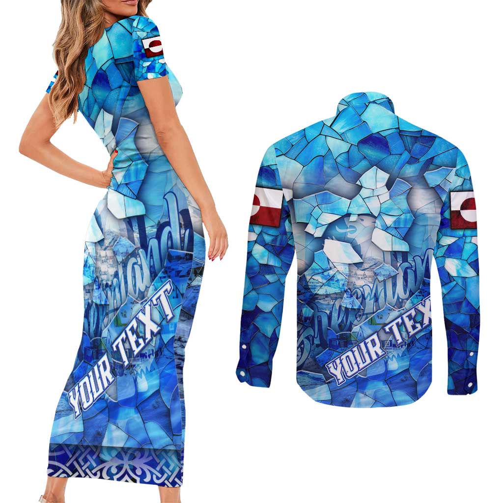 Greenland Hometown Couples Matching Short Sleeve Bodycon Dress and Long Sleeve Button Shirt Land of Ice Land of Wonder Land of Heart