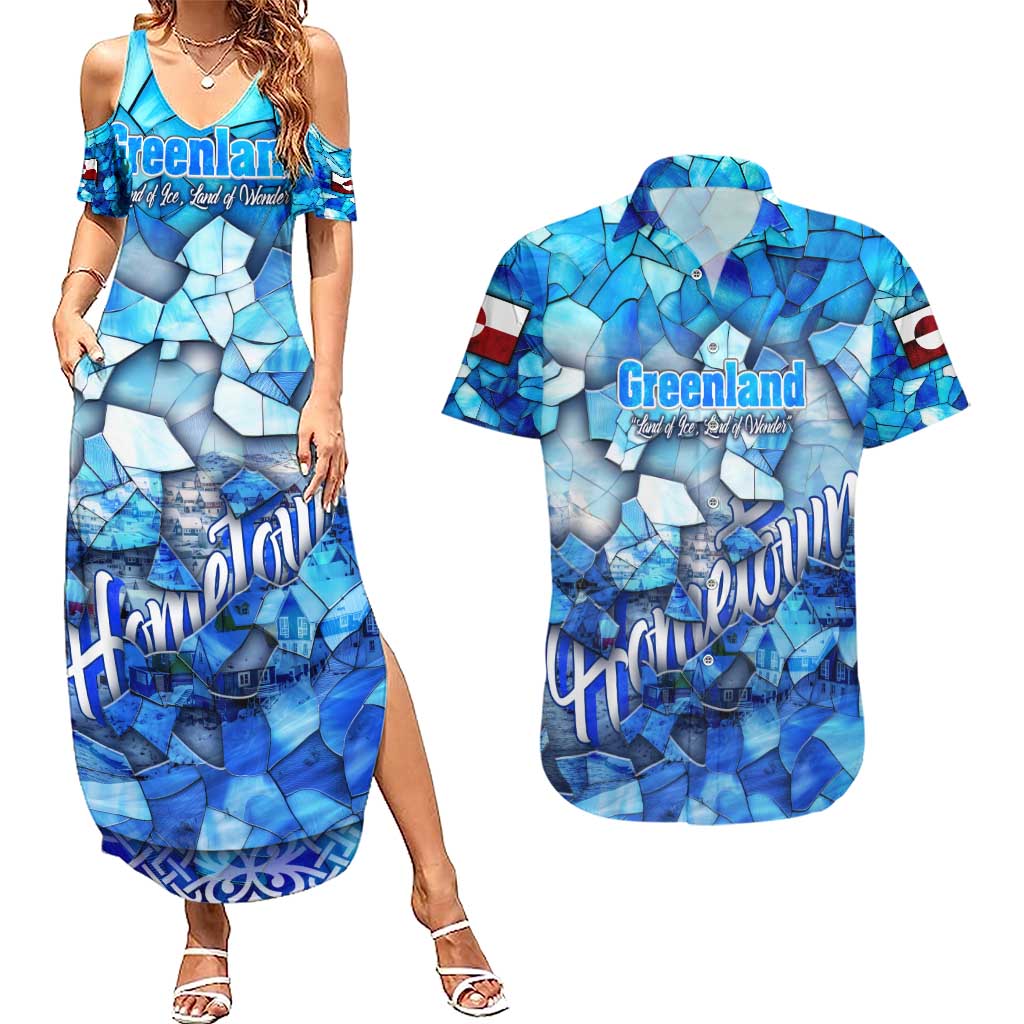 Greenland Hometown Couples Matching Summer Maxi Dress and Hawaiian Shirt Land of Ice Land of Wonder Land of Heart