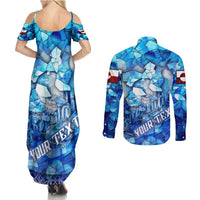 Greenland Hometown Couples Matching Summer Maxi Dress and Long Sleeve Button Shirt Land of Ice Land of Wonder Land of Heart