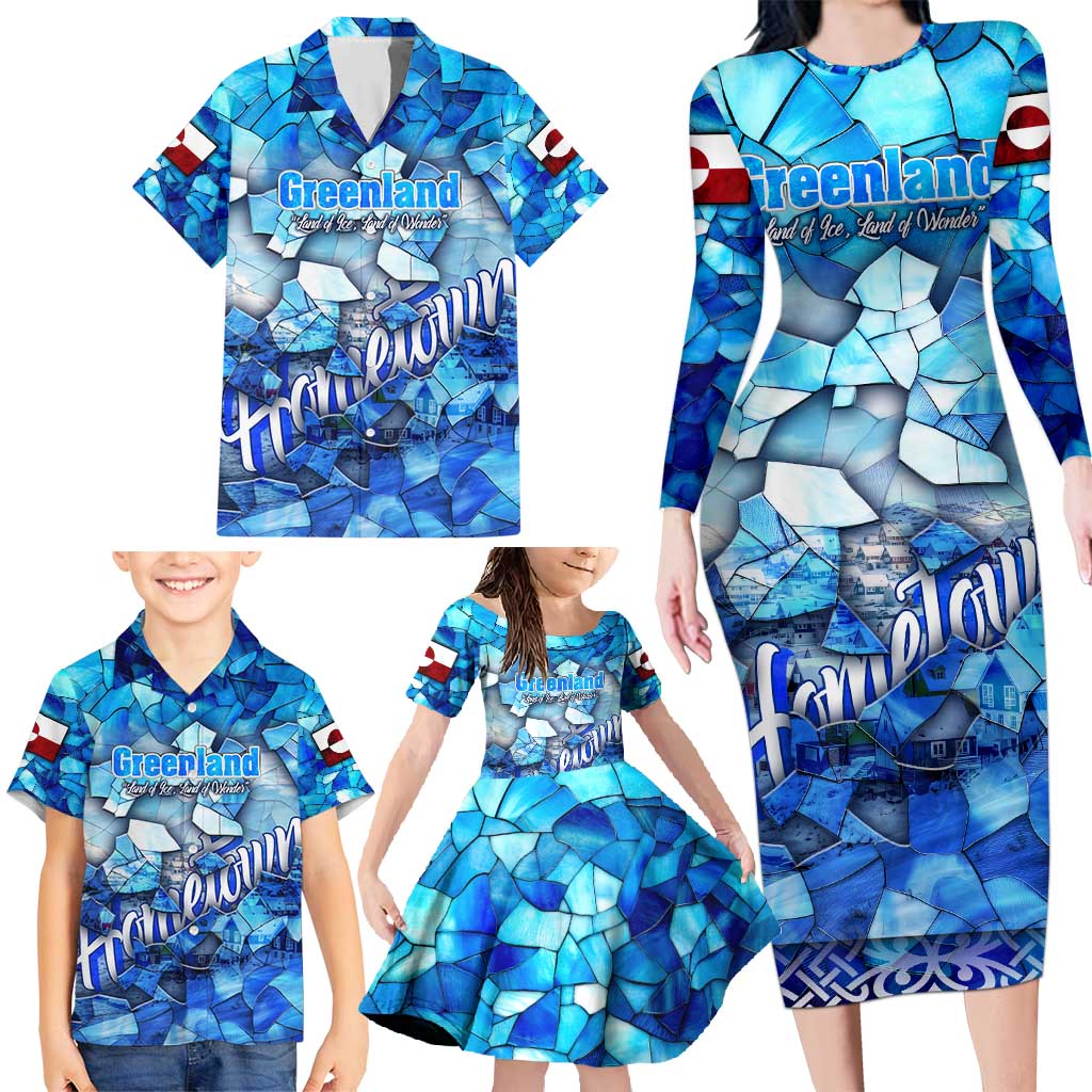 Greenland Hometown Family Matching Long Sleeve Bodycon Dress and Hawaiian Shirt Land of Ice Land of Wonder Land of Heart