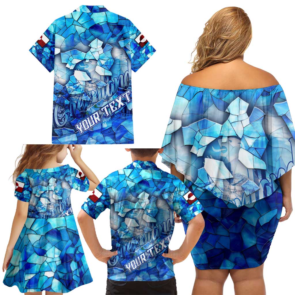 Greenland Hometown Family Matching Off Shoulder Short Dress and Hawaiian Shirt Land of Ice Land of Wonder Land of Heart