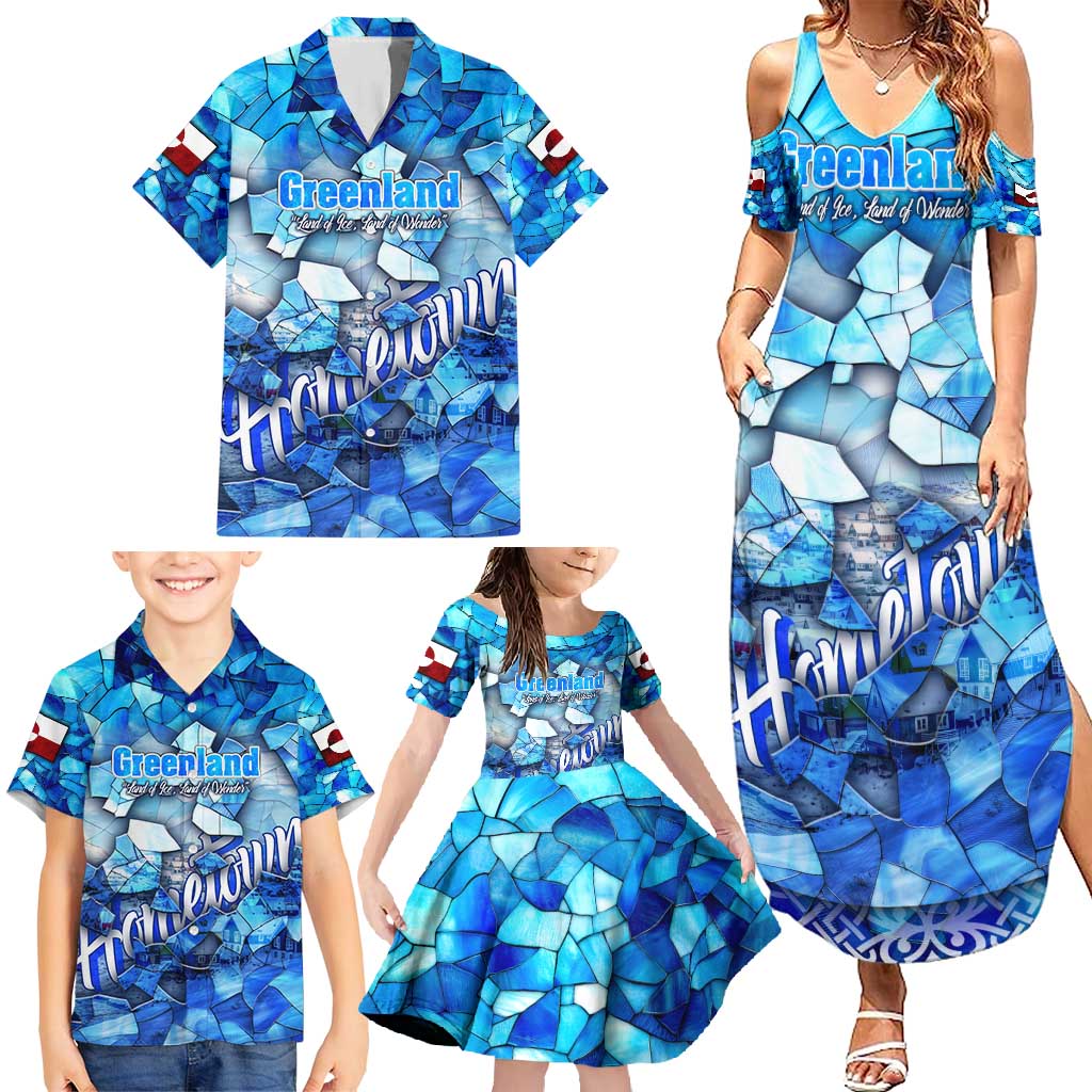 Greenland Hometown Family Matching Summer Maxi Dress and Hawaiian Shirt Land of Ice Land of Wonder Land of Heart
