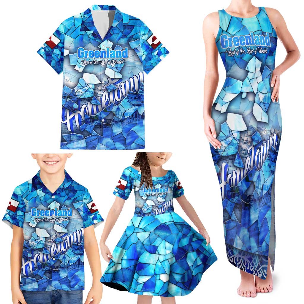 Greenland Hometown Family Matching Tank Maxi Dress and Hawaiian Shirt Land of Ice Land of Wonder Land of Heart