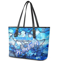 Greenland Hometown Leather Tote Bag Land of Ice Land of Wonder Land of Heart