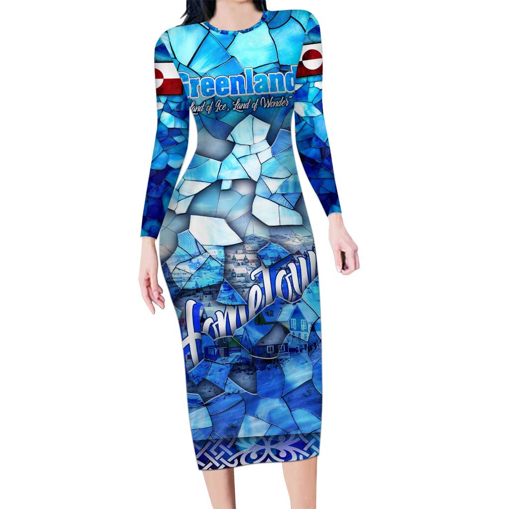 Greenland Hometown Long Sleeve Bodycon Dress Land of Ice Land of Wonder Land of Heart