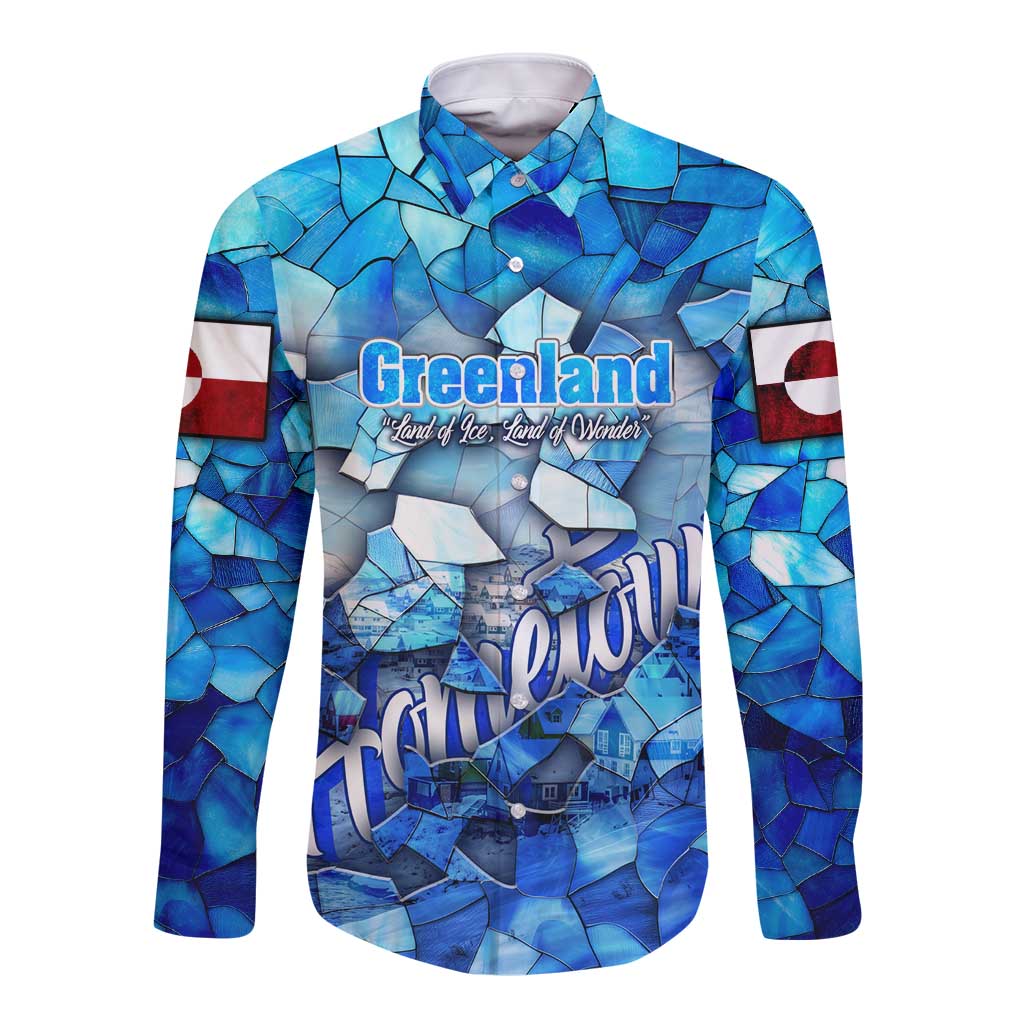 Greenland Hometown Long Sleeve Button Shirt Land of Ice Land of Wonder Land of Heart