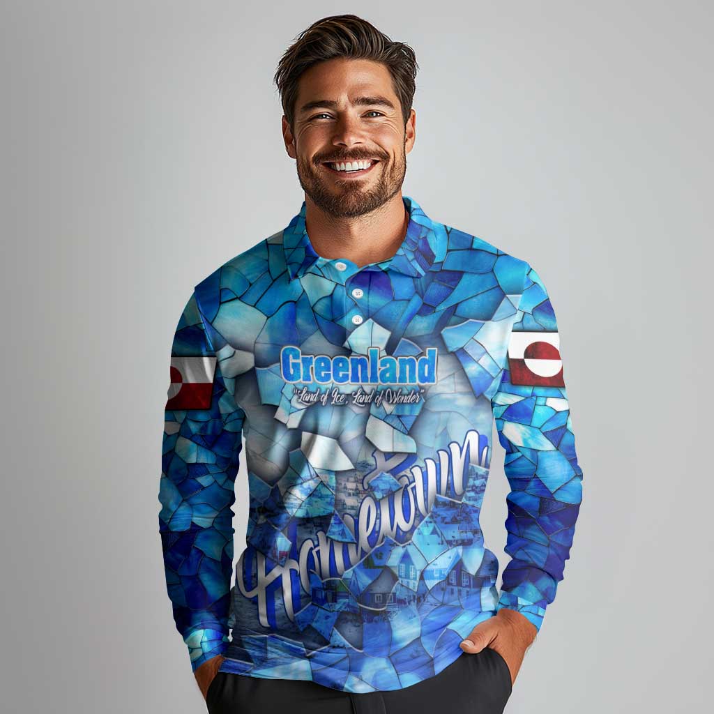 Greenland Hometown Long Sleeve Polo Shirt Land of Ice Land of Wonder Land of Heart