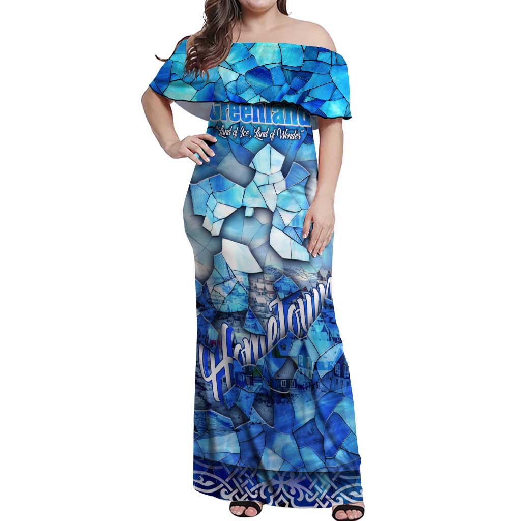 Greenland Hometown Off Shoulder Maxi Dress Land of Ice Land of Wonder Land of Heart