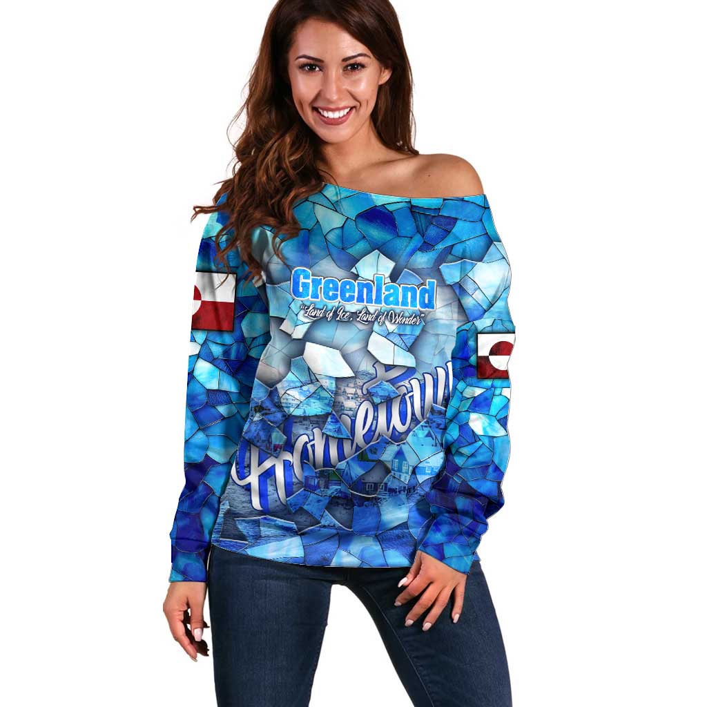 Greenland Hometown Off Shoulder Sweater Land of Ice Land of Wonder Land of Heart