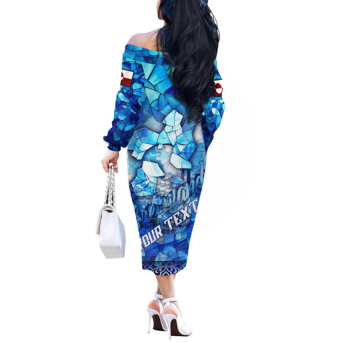 Greenland Hometown Off The Shoulder Long Sleeve Dress Land of Ice Land of Wonder Land of Heart
