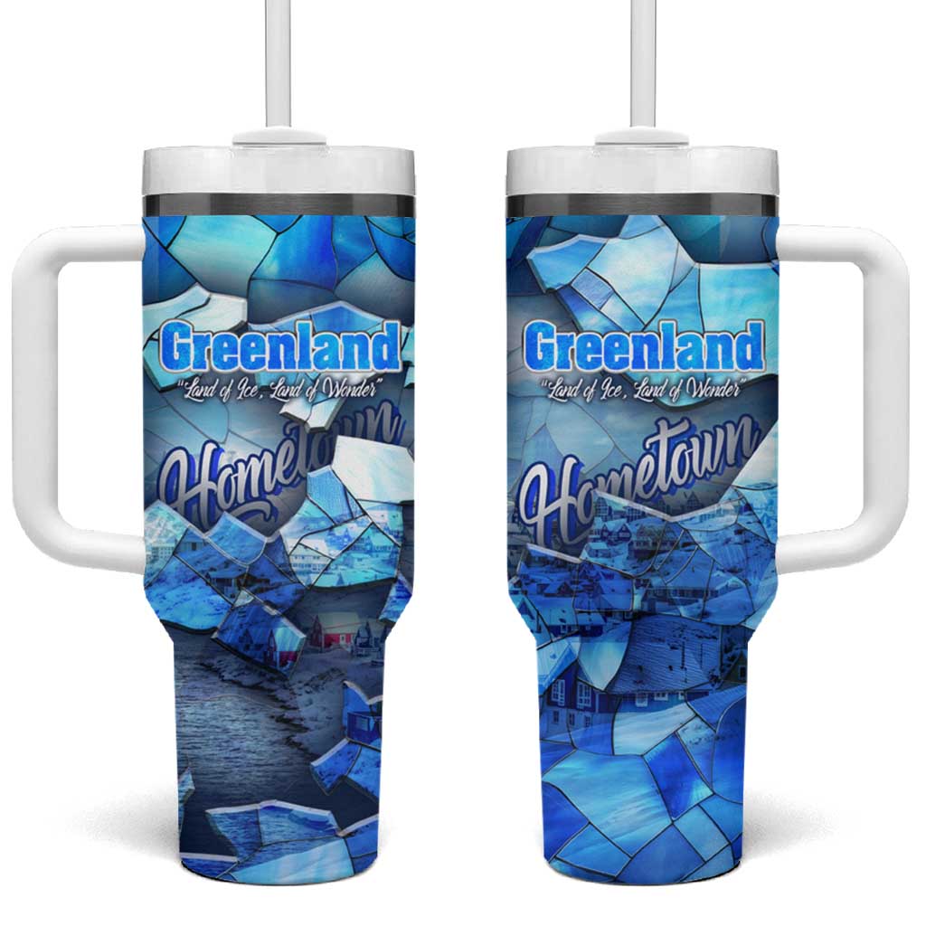 Greenland Hometown Tumbler With Handle Land of Ice Land of Wonder Land of Heart