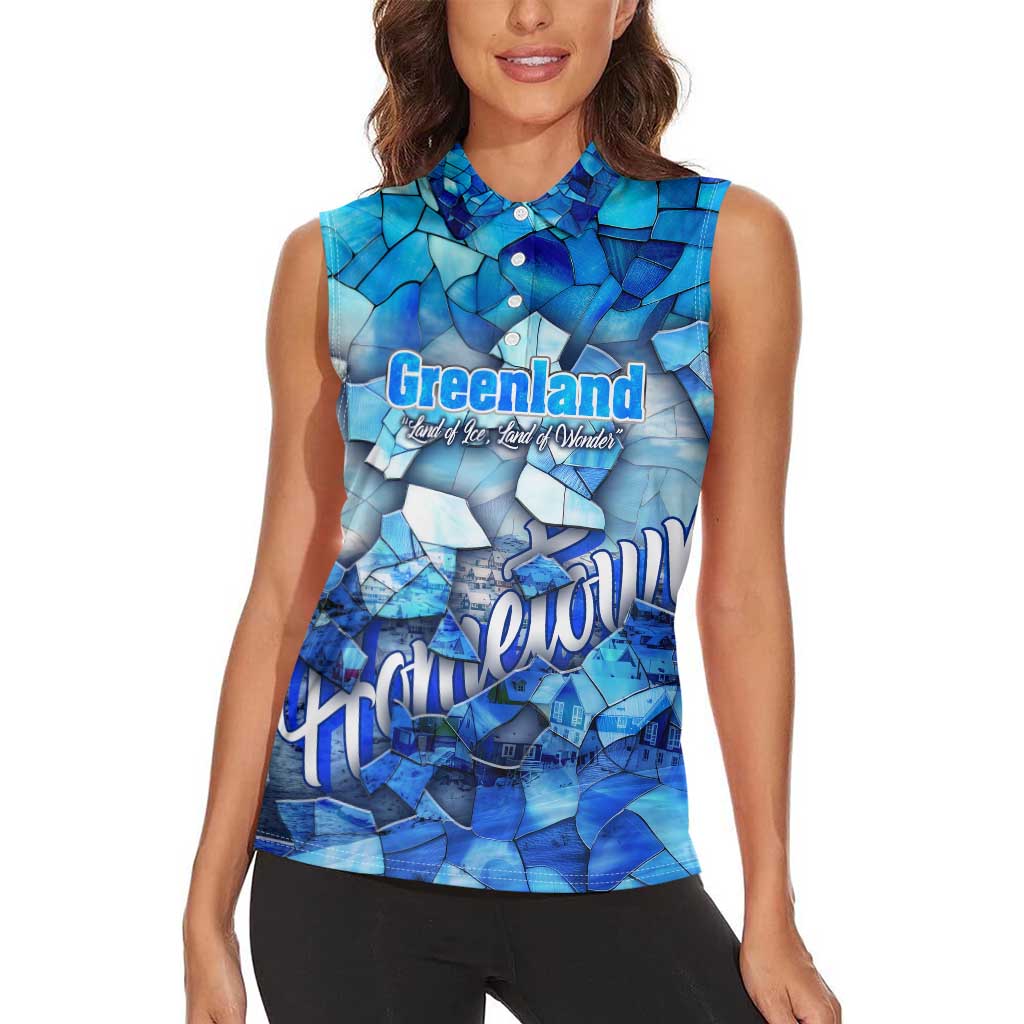 Greenland Hometown Women Sleeveless Polo Shirt Land of Ice Land of Wonder Land of Heart