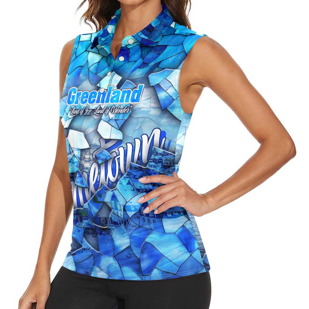 Greenland Hometown Women Sleeveless Polo Shirt Land of Ice Land of Wonder Land of Heart