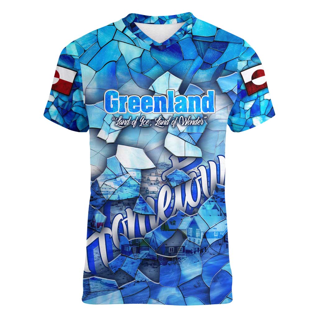 Greenland Hometown Women V-Neck T-Shirt Land of Ice Land of Wonder Land of Heart