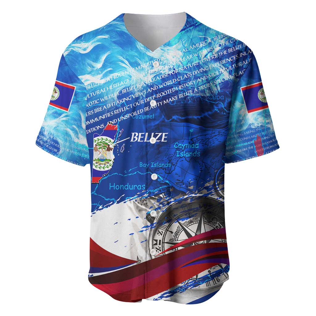 Belize One Flag One Heart Baseball Jersey Caribbean Heartbeat - Where Compass Meets Culture