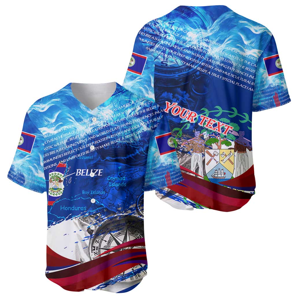 Belize One Flag One Heart Baseball Jersey Caribbean Heartbeat - Where Compass Meets Culture
