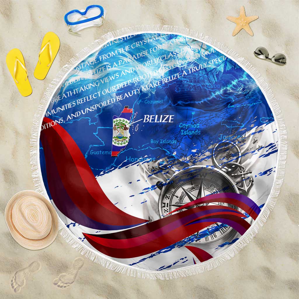 Belize One Flag One Heart Beach Blanket Caribbean Heartbeat - Where Compass Meets Culture