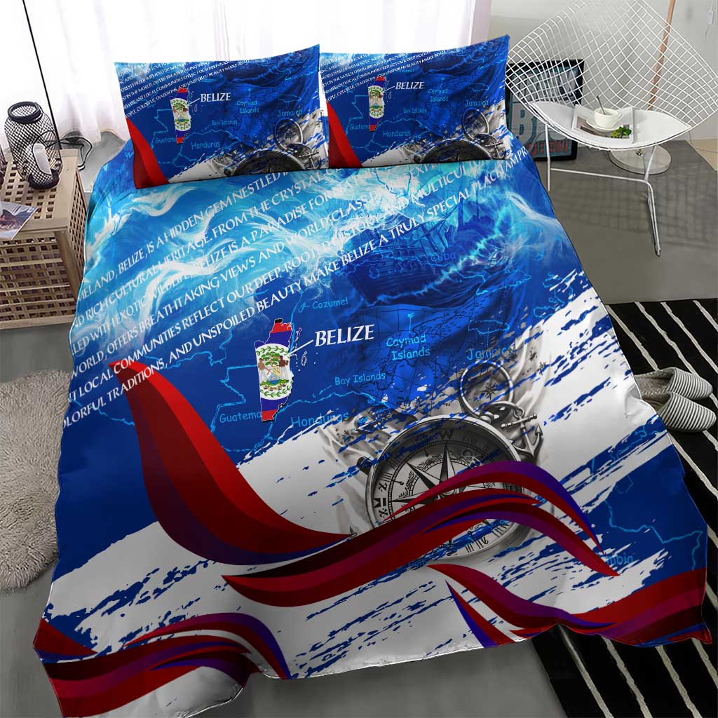 Belize One Flag One Heart Bedding Set Caribbean Heartbeat - Where Compass Meets Culture