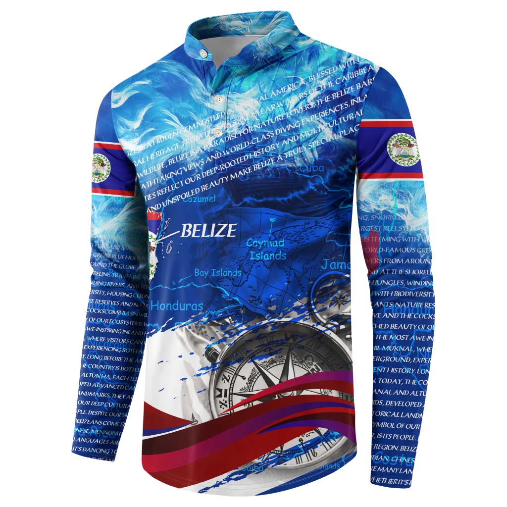 Belize One Flag One Heart Button Sweatshirt Caribbean Heartbeat - Where Compass Meets Culture
