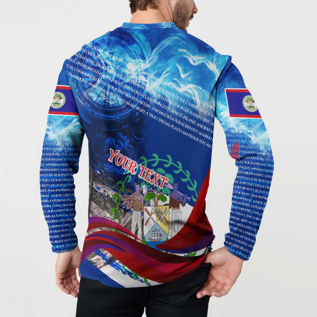 Belize One Flag One Heart Button Sweatshirt Caribbean Heartbeat - Where Compass Meets Culture