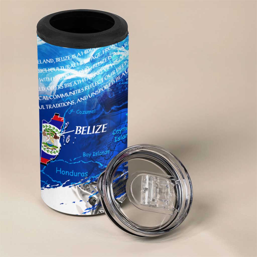 Belize One Flag One Heart 4 in 1 Can Cooler Tumbler Caribbean Heartbeat - Where Compass Meets Culture