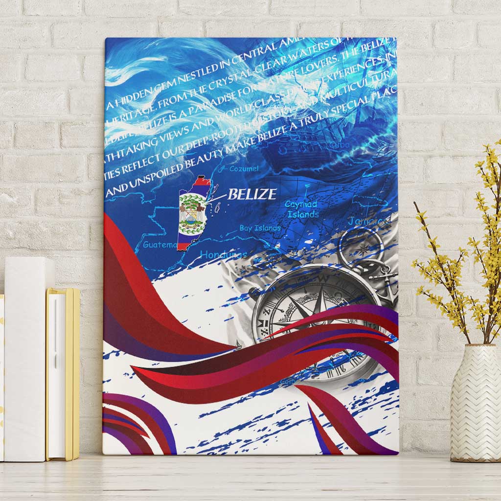 Belize One Flag One Heart Canvas Wall Art Caribbean Heartbeat - Where Compass Meets Culture