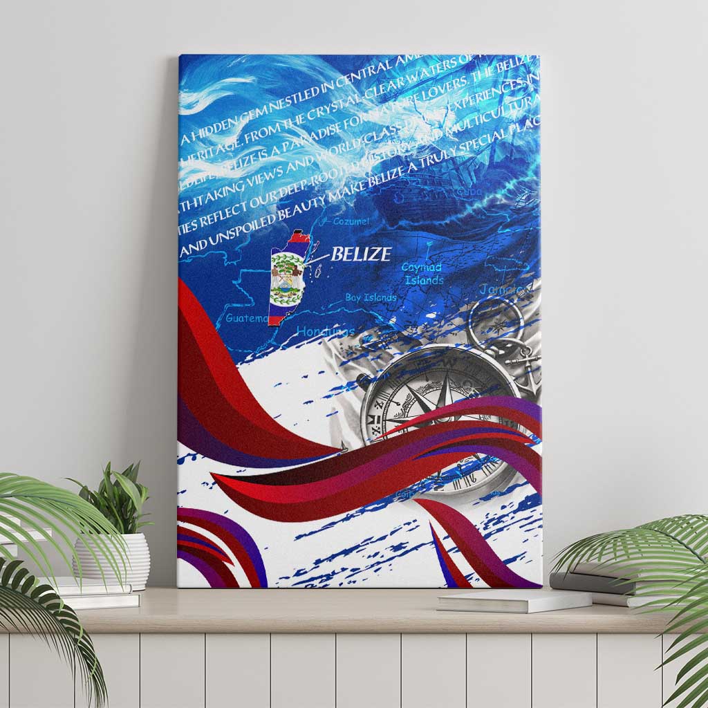 Belize One Flag One Heart Canvas Wall Art Caribbean Heartbeat - Where Compass Meets Culture