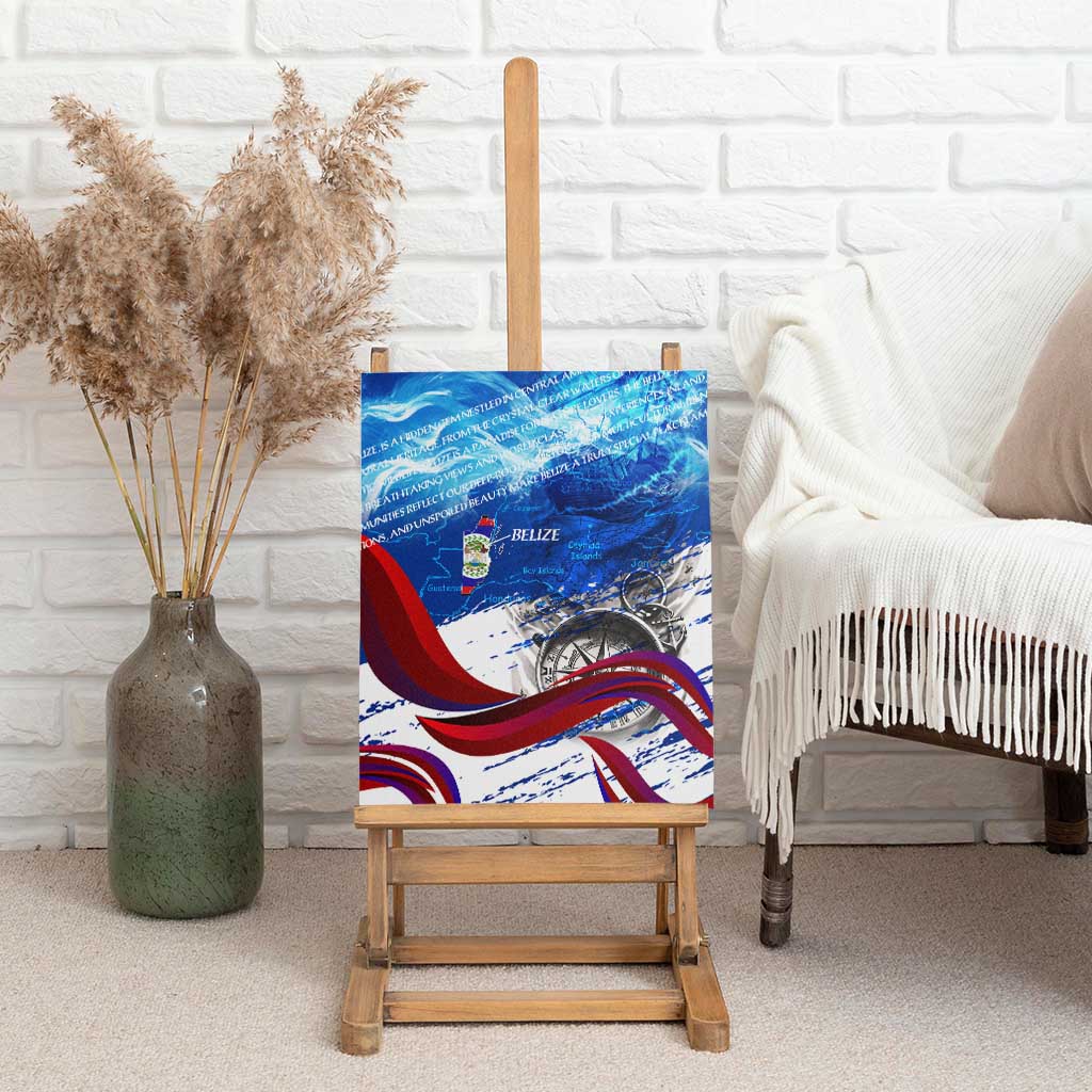 Belize One Flag One Heart Canvas Wall Art Caribbean Heartbeat - Where Compass Meets Culture