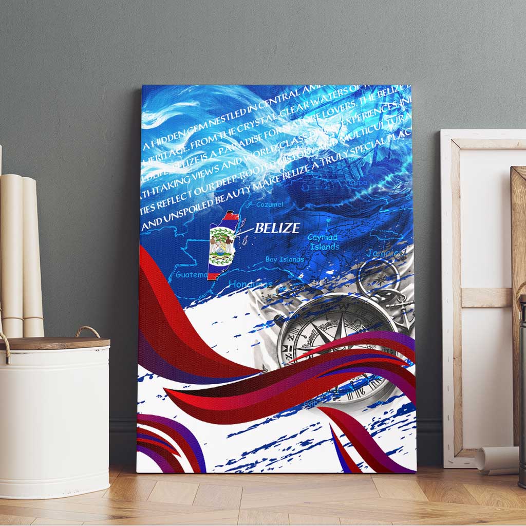 Belize One Flag One Heart Canvas Wall Art Caribbean Heartbeat - Where Compass Meets Culture
