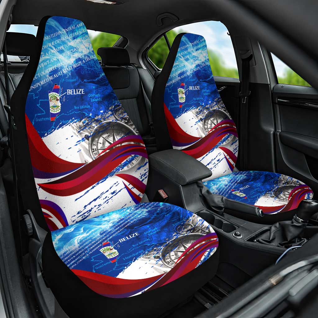 Belize One Flag One Heart Car Seat Cover Caribbean Heartbeat - Where Compass Meets Culture