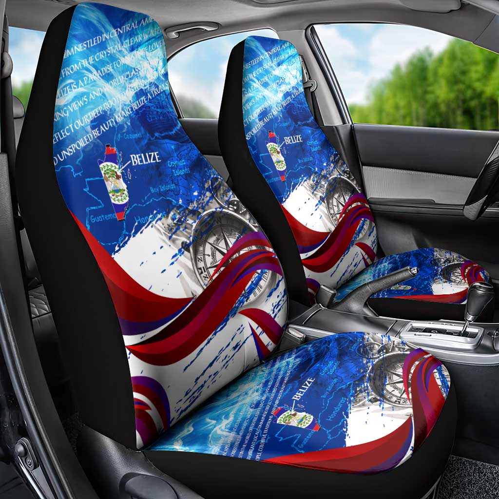 Belize One Flag One Heart Car Seat Cover Caribbean Heartbeat - Where Compass Meets Culture