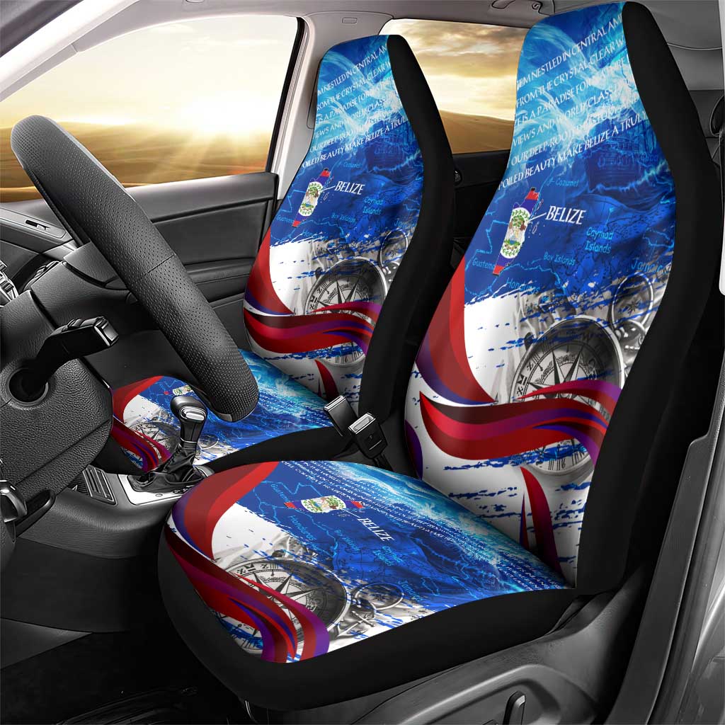 Belize One Flag One Heart Car Seat Cover Caribbean Heartbeat - Where Compass Meets Culture