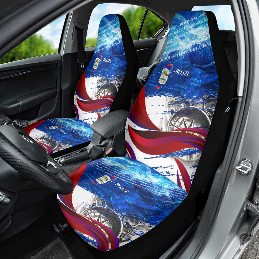 Belize One Flag One Heart Car Seat Cover Caribbean Heartbeat - Where Compass Meets Culture