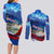Belize One Flag One Heart Couples Matching Long Sleeve Bodycon Dress and Long Sleeve Button Shirt Caribbean Heartbeat - Where Compass Meets Culture